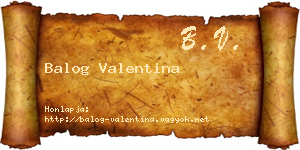 Balog Valentina névjegykártya